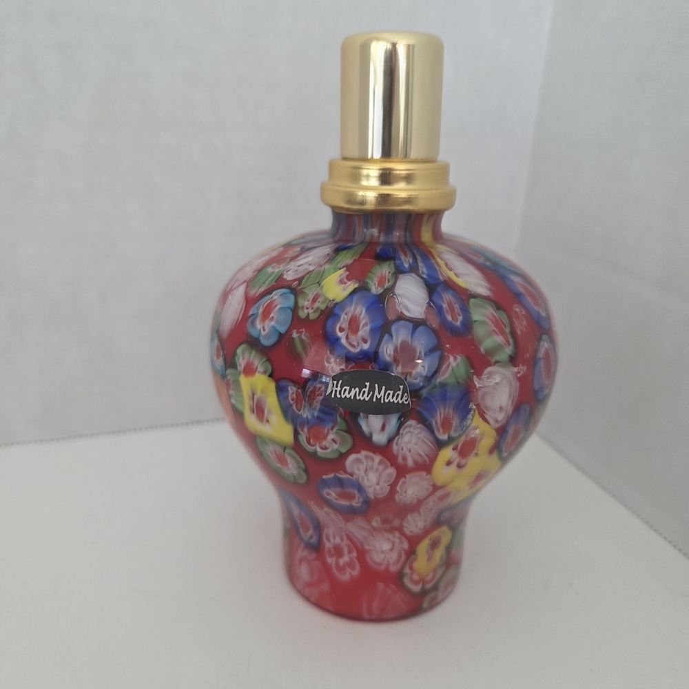 Handmade Red Millefiori Glass Oil Lamp / Perfume Bottle